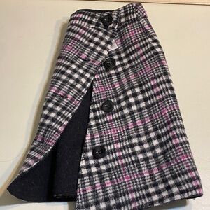Black and White Plaid A-Line Skirt with Pink Accents
